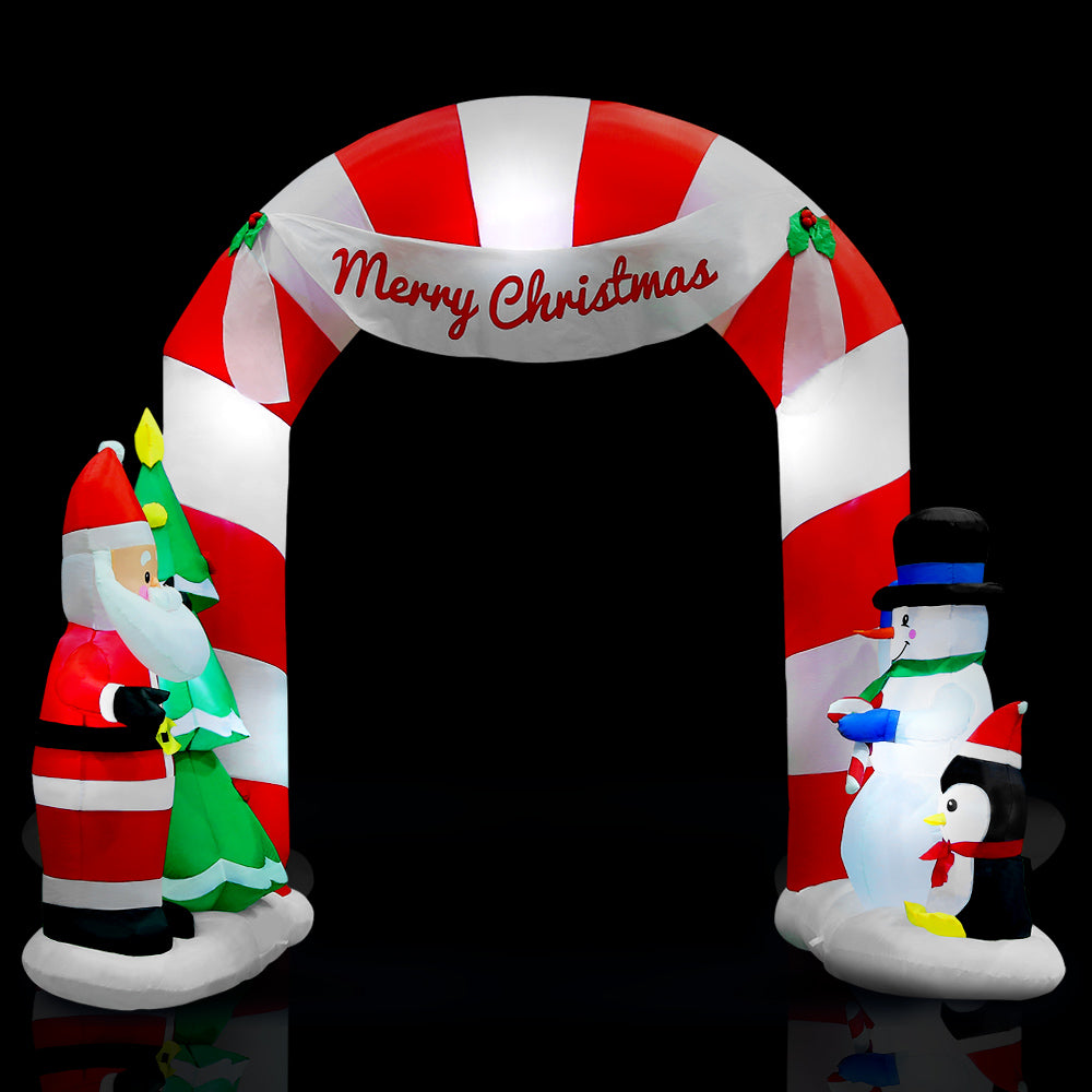 Jingle Jollys Christmas Inflatable Archwary Santa 3M Illuminated Decorations XMAS-INF-DOOR-SET-10FT