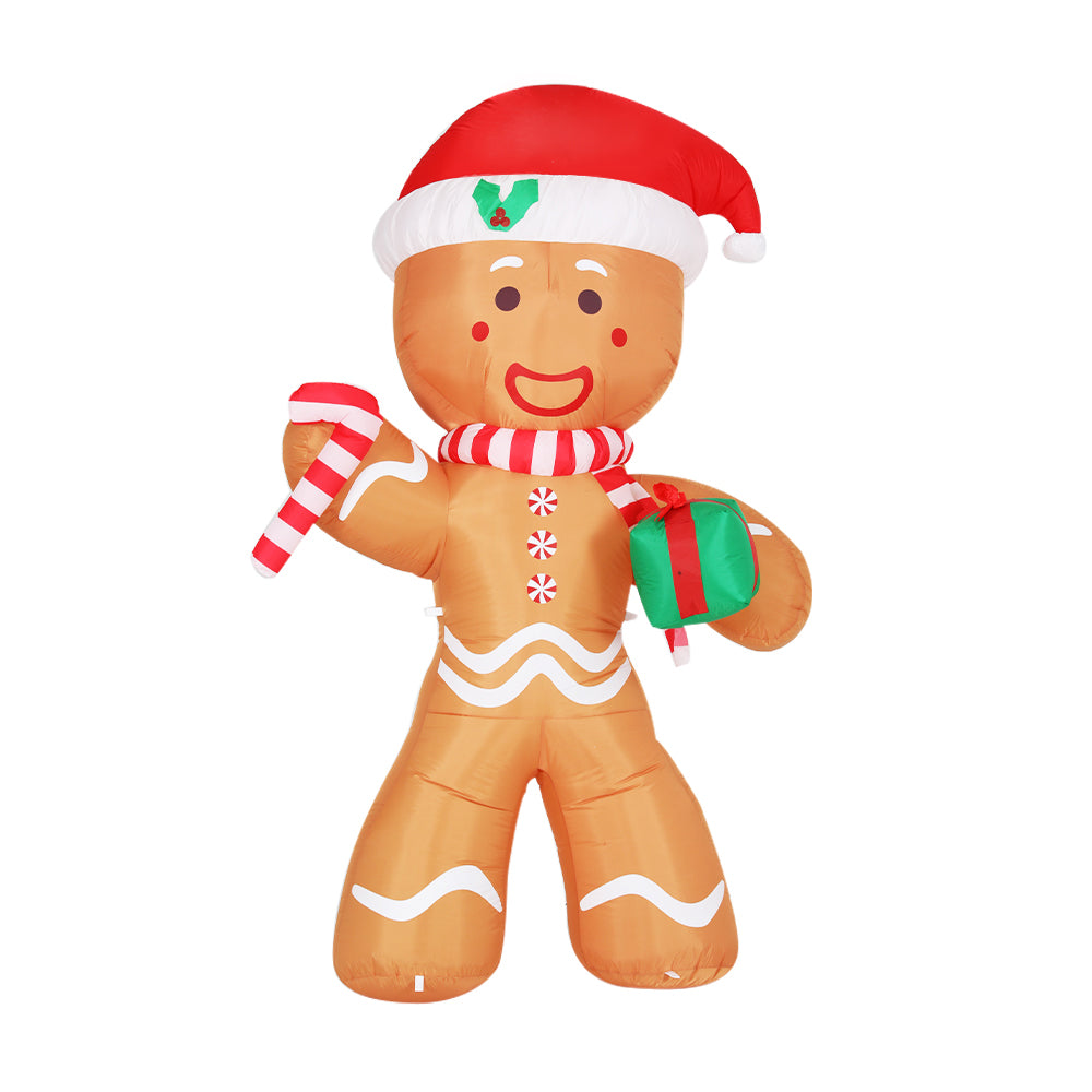 Jingle Jollys Christmas Inflatable Gingerbread Man 2.4M Illuminated Decorations XMAS-INF-GINGER-8FT