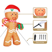 Jingle Jollys Christmas Inflatable Gingerbread Man 2.4M Illuminated Decorations XMAS-INF-GINGER-8FT