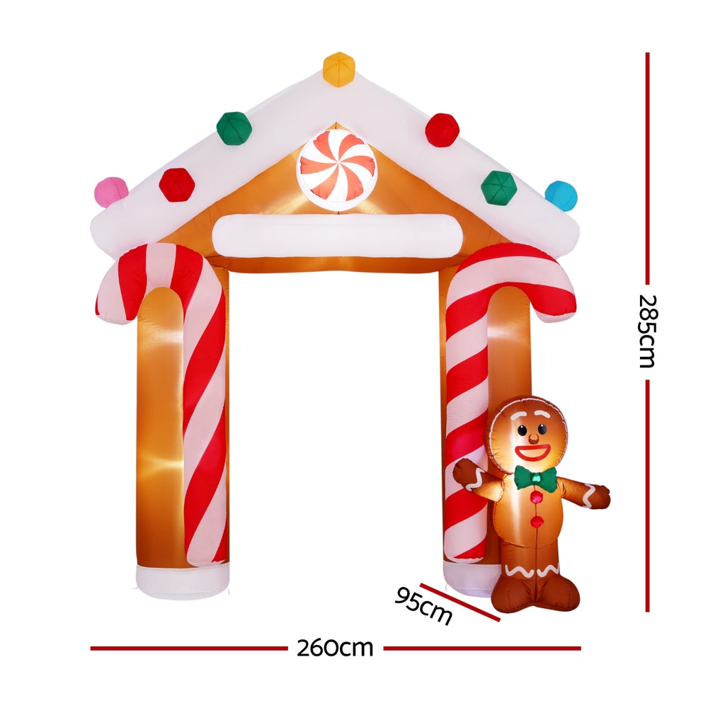 Jingle Jollys Christmas Inflatable Archwary Ginger 2.8M Illuminated Decorations XMAS-INF-GINGER-ARCH-10FT