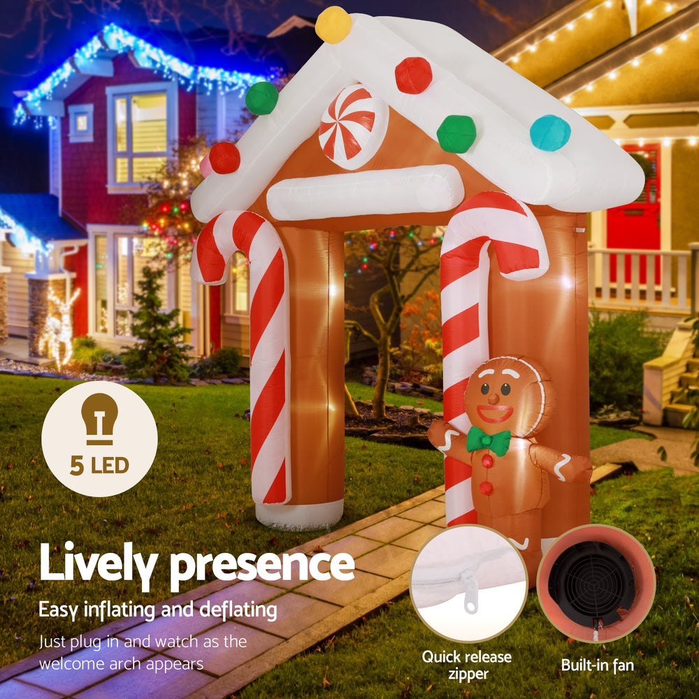 Jingle Jollys Christmas Inflatable Archwary Ginger 2.8M Illuminated Decorations XMAS-INF-GINGER-ARCH-10FT