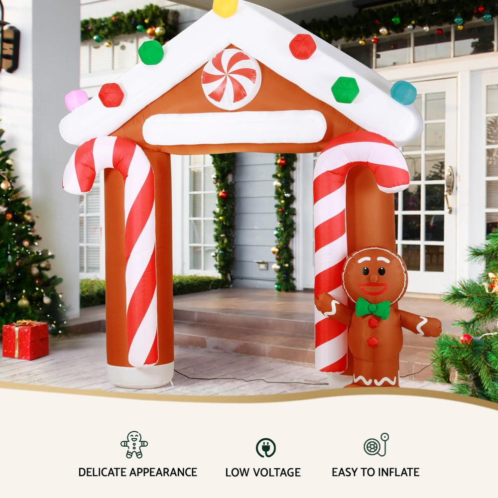 Jingle Jollys Christmas Inflatable Archwary Ginger 2.8M Illuminated Decorations XMAS-INF-GINGER-ARCH-10FT