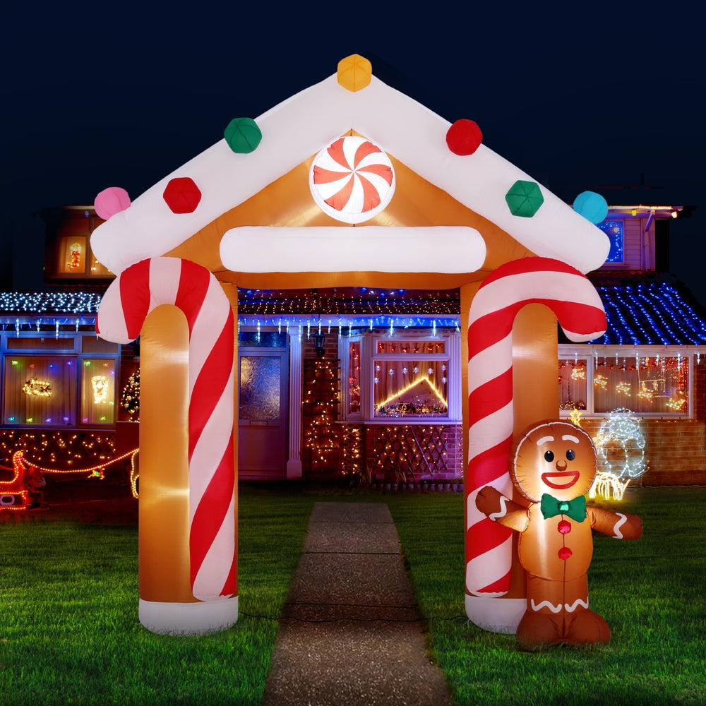 Jingle Jollys Christmas Inflatable Archwary Ginger 2.8M Illuminated Decorations XMAS-INF-GINGER-ARCH-10FT
