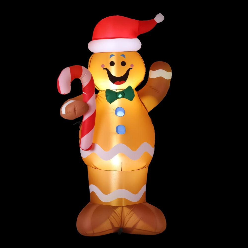 Jingle Jollys Christmas Inflatable Gingerbread Man 1.5M Height LED Decorations Illuminated XMAS-INF-GINGER-CANDY-5FT