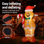 Jingle Jollys Christmas Inflatable Gingerbread Man 1.5M Height LED Decorations Illuminated XMAS-INF-GINGER-CANDY-5FT