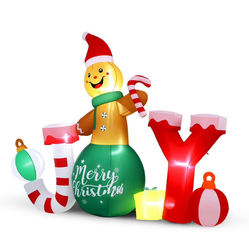Jingle Jollys Christmas Inflatable Gingerman Joy 3M Long Outdoor Decorations Illuminated XMAS-INF-GINGER-JOY-8FT