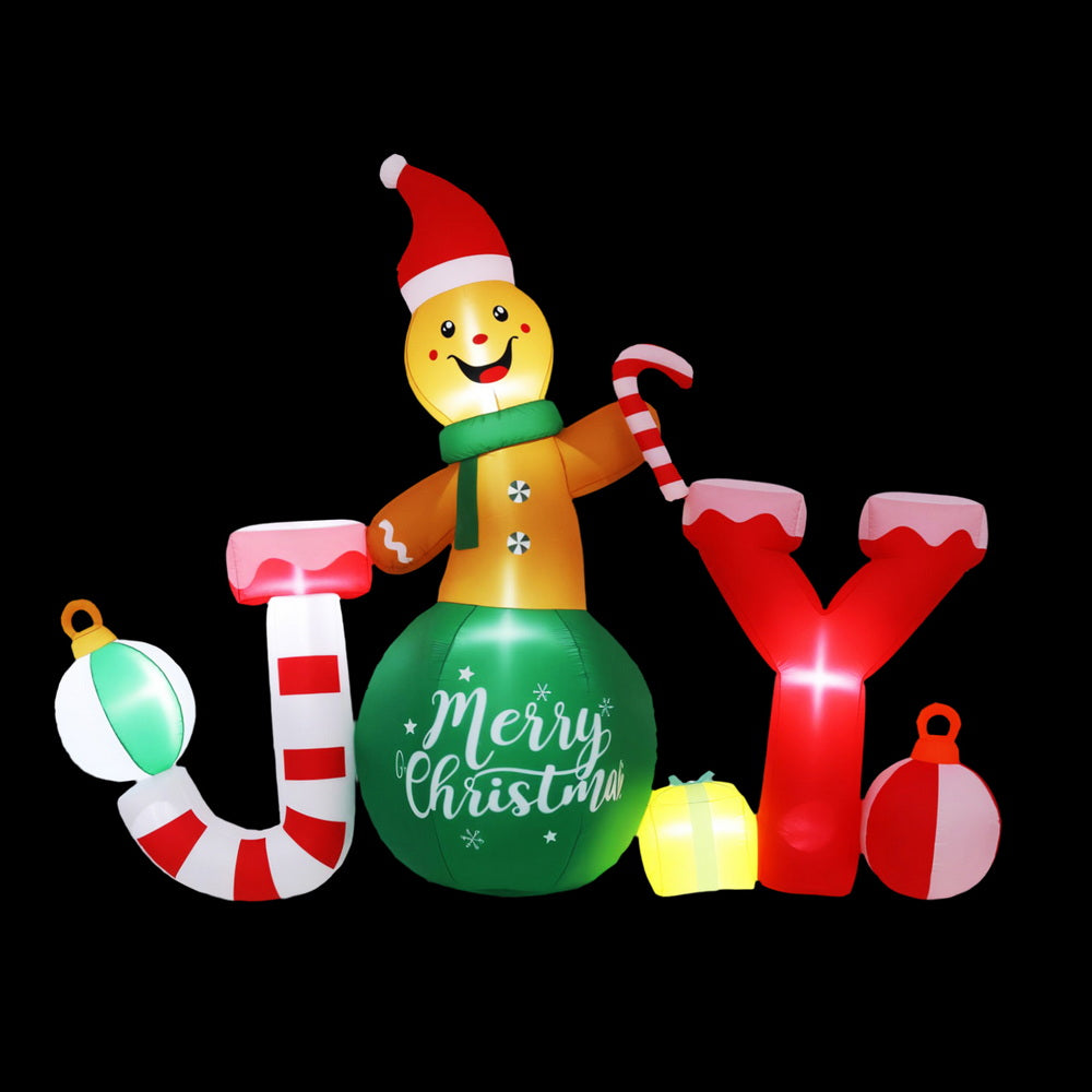 Jingle Jollys Christmas Inflatable Gingerman Joy 3M Long Outdoor Decorations Illuminated XMAS-INF-GINGER-JOY-8FT