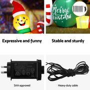 Jingle Jollys Christmas Inflatable Gingerman Joy 3M Long Outdoor Decorations Illuminated XMAS-INF-GINGER-JOY-8FT