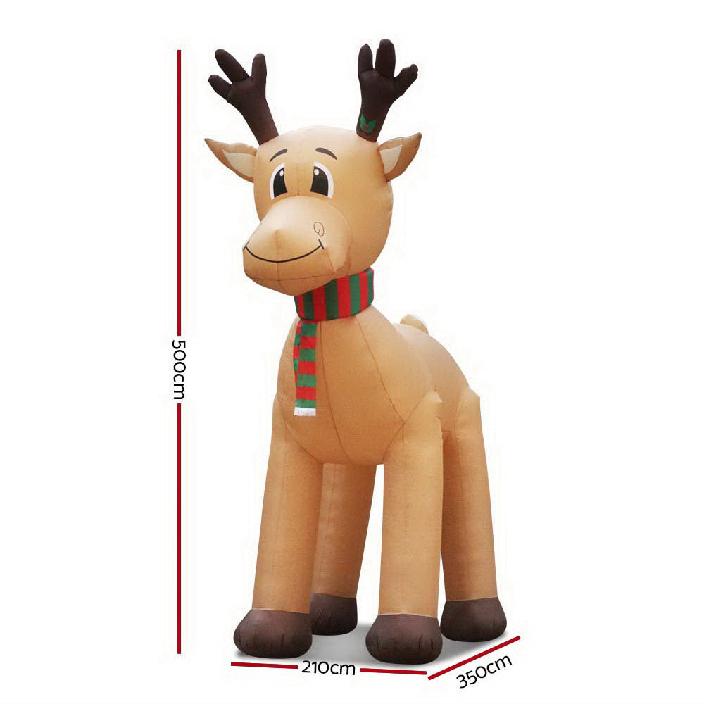 Jingle Jollys Christmas Inflatable Reindeer 5M Illuminated Decorations XMAS-INF-REIN-5M