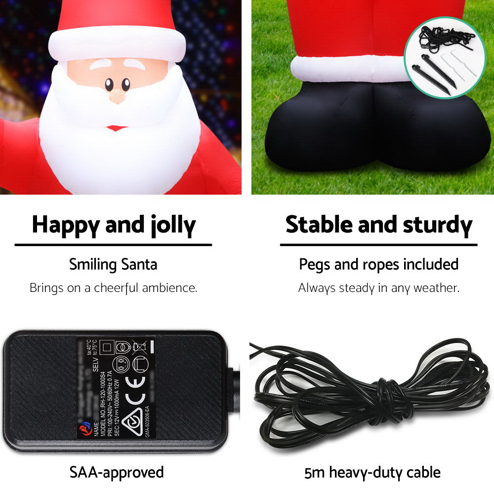 Jingle Jollys Christmas Inflatable Santa 5M Illuminated Decorations XMAS-INF-SAN-5M