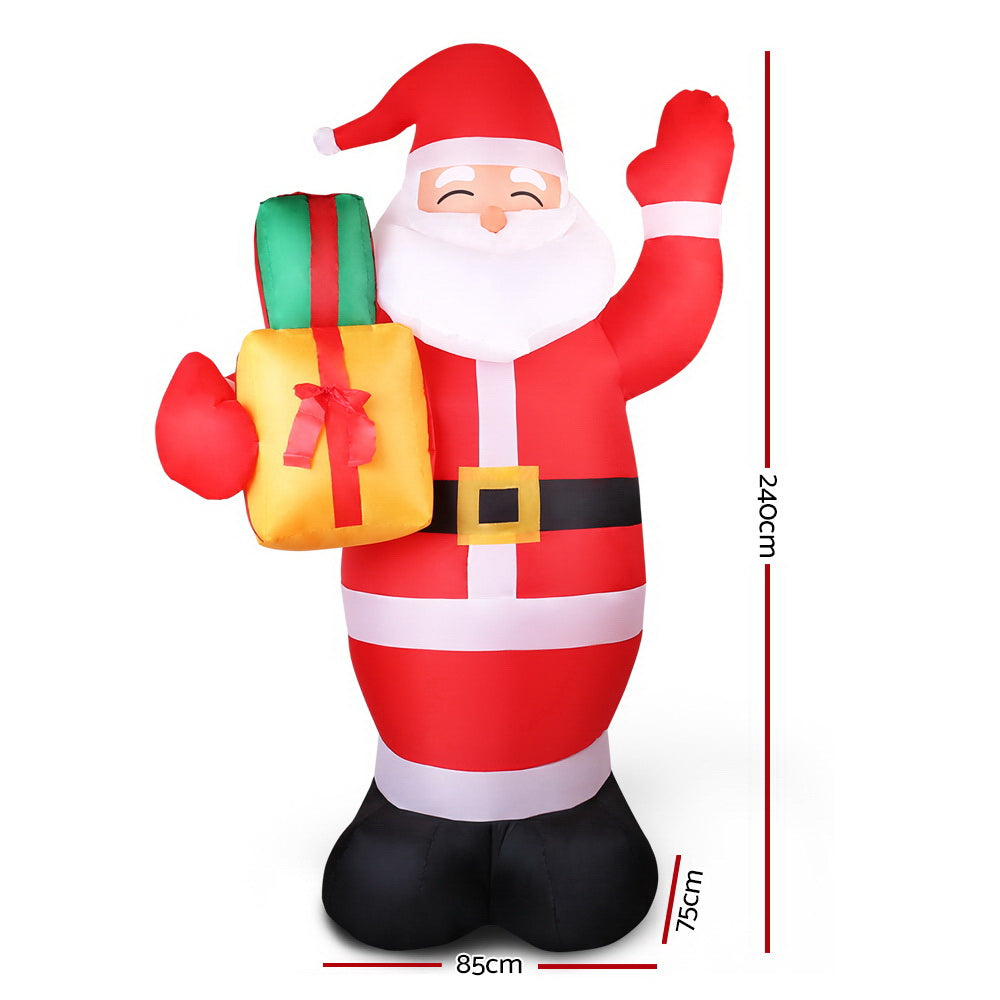Jingle Jollys Christmas Inflatable Santa 2.4M Illuminated Decorations XMAS-INF-SAN-8FT