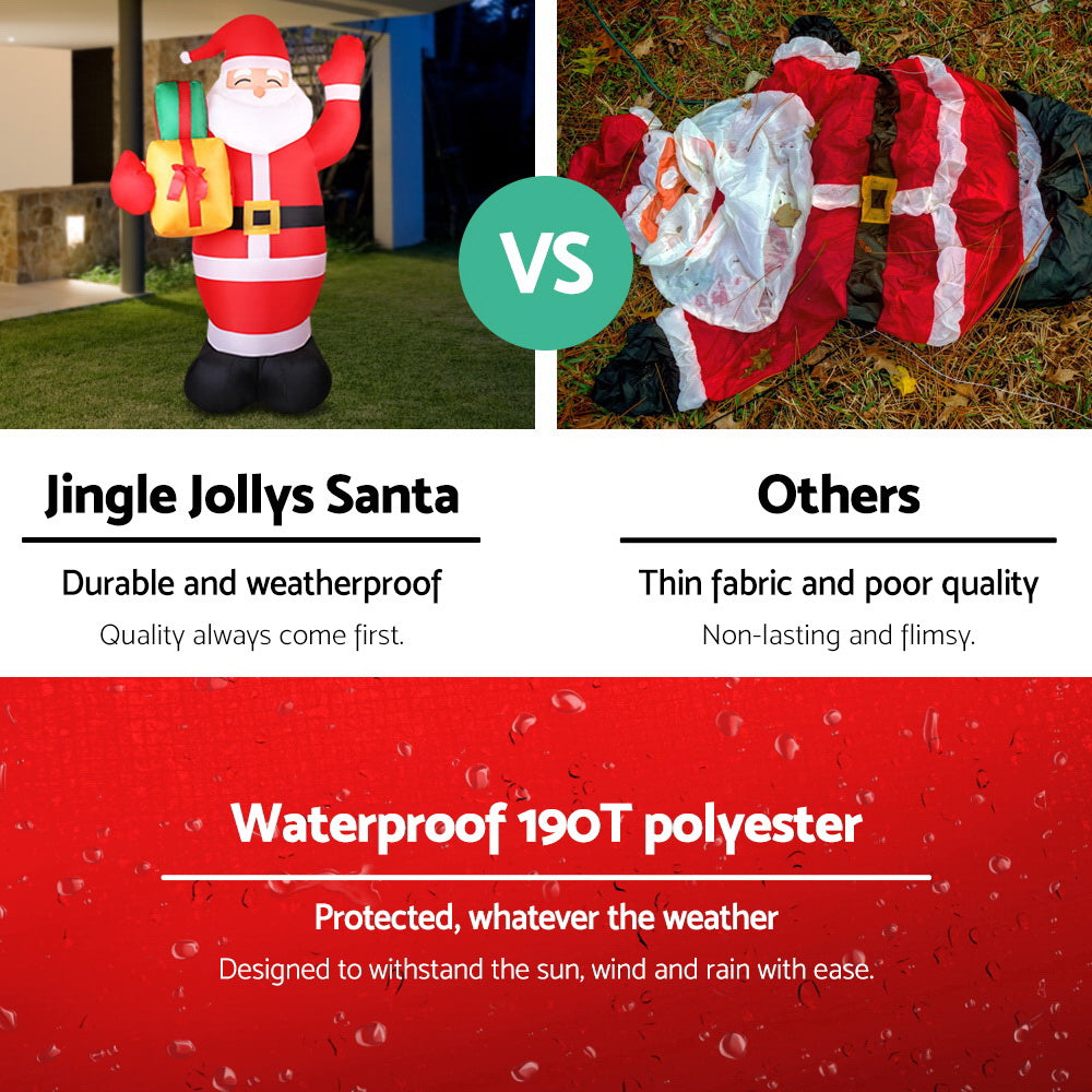 Jingle Jollys Christmas Inflatable Santa 2.4M Illuminated Decorations XMAS-INF-SAN-8FT