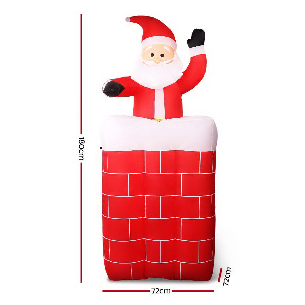 Jingle Jollys Christmas Inflatable Santa Pop Up 1.8M Illuminated Decorations XMAS-INF-SAN-8FT-POP
