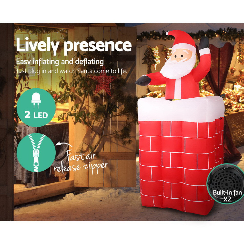 Jingle Jollys Christmas Inflatable Santa Pop Up 1.8M Illuminated Decorations XMAS-INF-SAN-8FT-POP