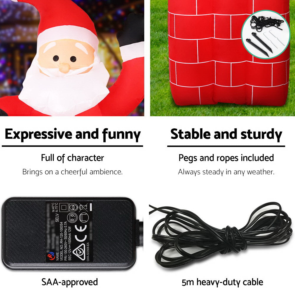 Jingle Jollys Christmas Inflatable Santa Pop Up 1.8M Illuminated Decorations XMAS-INF-SAN-8FT-POP