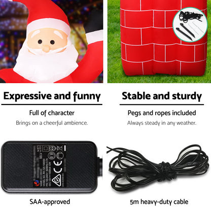 Jingle Jollys Christmas Inflatable Santa Pop Up 1.8M Illuminated Decorations XMAS-INF-SAN-8FT-POP