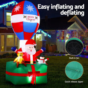 Jingle Jollys Christmas Inflatable Santa in Ballon 2.8M Height LED Decorations Illuminated XMAS-INF-SAN-BALL-9FT