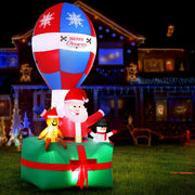 Jingle Jollys Christmas Inflatable Santa in Ballon 2.8M Height LED Decorations Illuminated XMAS-INF-SAN-BALL-9FT