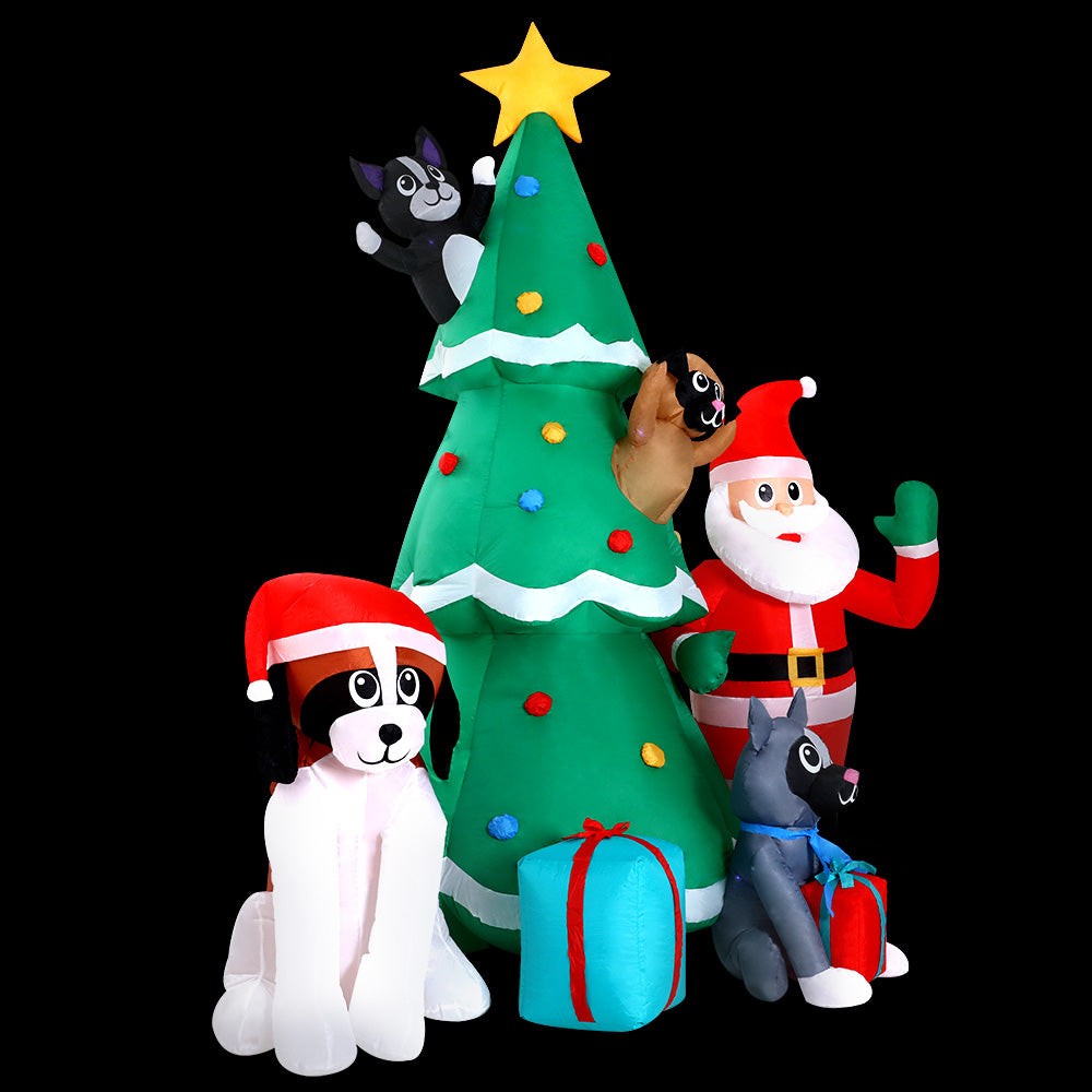 Jingle Jollys Christmas Inflatable Santa Tree 3M Illuminated Decorations XMAS-INF-SAN-DOG-10FT