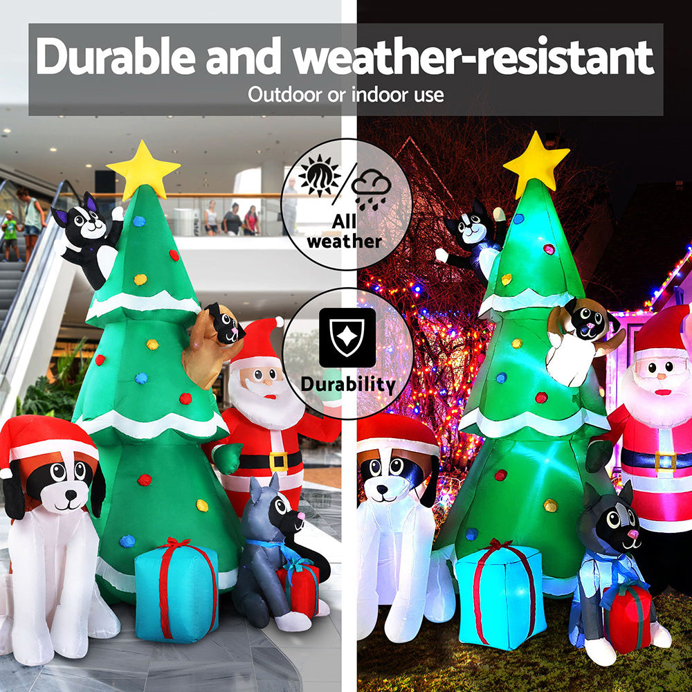 Jingle Jollys Christmas Inflatable Santa Tree 3M Illuminated Decorations XMAS-INF-SAN-DOG-10FT
