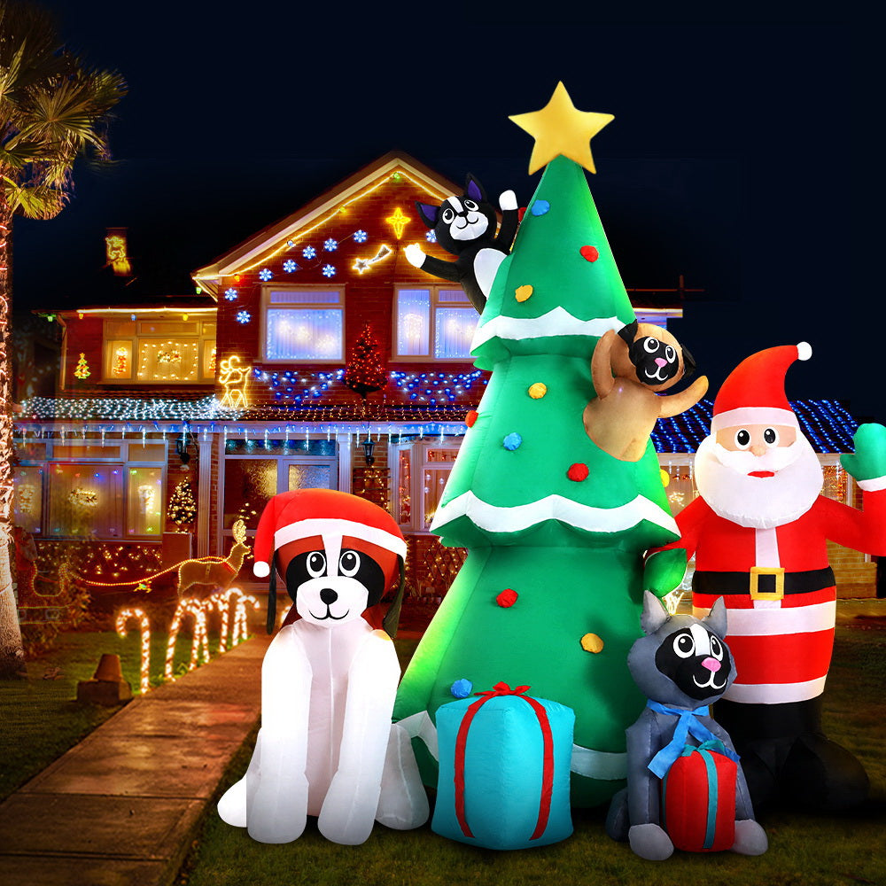 Jingle Jollys Christmas Inflatable Santa Tree 3M Illuminated Decorations XMAS-INF-SAN-DOG-10FT