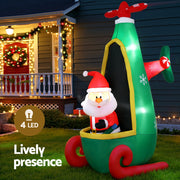 Jingle Jollys Christmas Inflatable Santa in Helicopter 2.55M Height LED Illuminated Decorations XMAS-INF-SAN-HELI-8FT