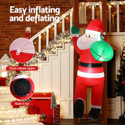 Jingle Jollys Christmas Inflatable Santa Climbing Ladder 2.45M Height LED Decorations Illuminated XMAS-INF-SAN-LAD-8FT