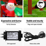 Jingle Jollys Christmas Inflatable Santa Climbing Ladder 2.45M Height LED Decorations Illuminated XMAS-INF-SAN-LAD-8FT