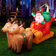 Jingle Jollys Christmas Inflatable Santa Sleigh 2.2M Illuminated Decorations XMAS-INF-SAN-REIN-7FT