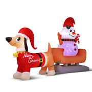 Jingle Jollys Christmas Inflatable Snowman Dog 4.2M Tall Outdoor Decorations Illuminated XMAS-INF-SAN-REIN-SNOWMAN-8FT