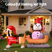 Jingle Jollys Christmas Inflatable Snowman Dog 4.2M Tall Outdoor Decorations Illuminated XMAS-INF-SAN-REIN-SNOWMAN-8FT