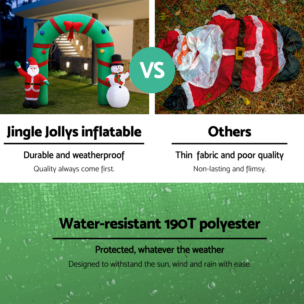 Jingle Jollys Christmas Inflatable Archwary 2.8M Illuminated Decorations XMAS-INF-SAN-SNO-10FT
