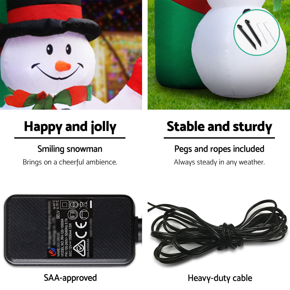 Jingle Jollys Christmas Inflatable Archwary 2.8M Illuminated Decorations XMAS-INF-SAN-SNO-10FT