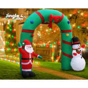 Jingle Jollys Christmas Inflatable Archwary 2.8M Illuminated Decorations XMAS-INF-SAN-SNO-10FT