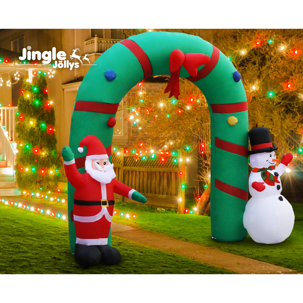 Jingle Jollys Christmas Inflatable Archwary 2.8M Illuminated Decorations XMAS-INF-SAN-SNO-10FT