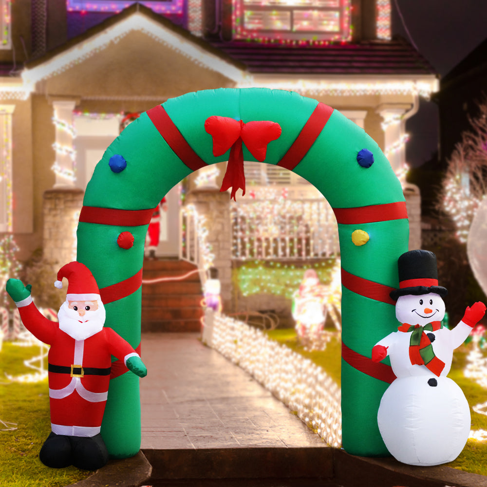 Jingle Jollys Christmas Inflatable Archwary 2.8M Illuminated Decorations XMAS-INF-SAN-SNO-10FT