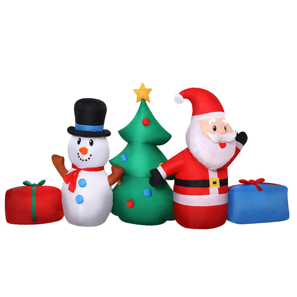 Jingle Jollys Christmas Inflatable Tree Snowman 2.7M Illuminated Decorations XMAS-INF-SAN-SNO-9FT