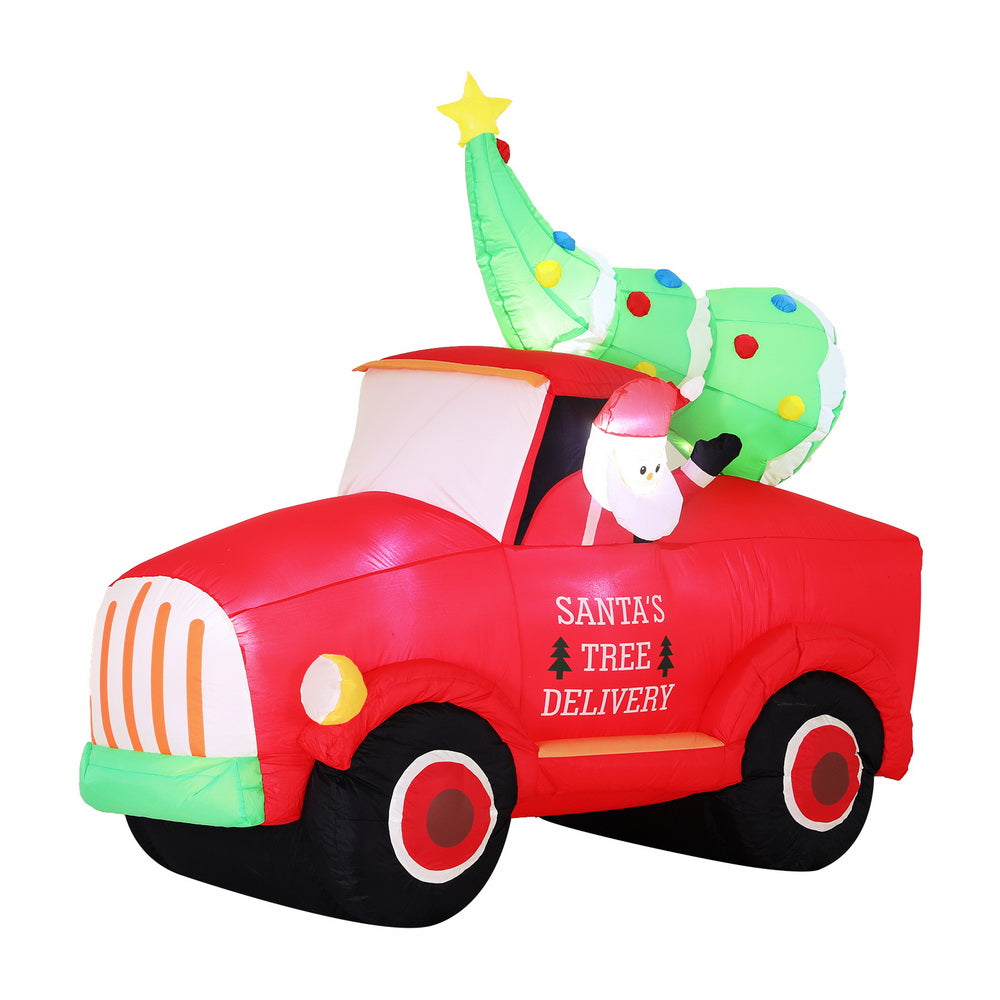 Jingle Jollys Christmas Inflatable Santa Truck 1.6M Height LED Decorations Illuminated XMAS-INF-SAN-TRUCK-6FT