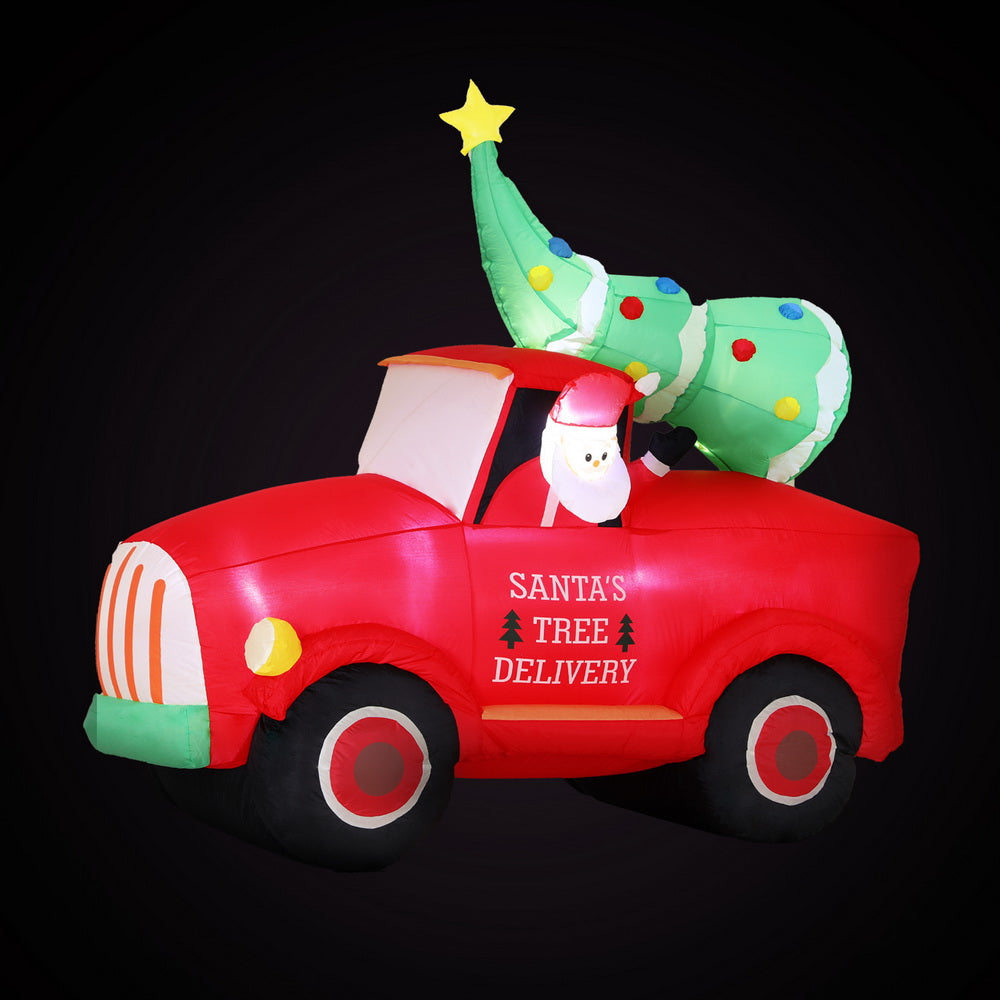 Jingle Jollys Christmas Inflatable Santa Truck 1.6M Height LED Decorations Illuminated XMAS-INF-SAN-TRUCK-6FT