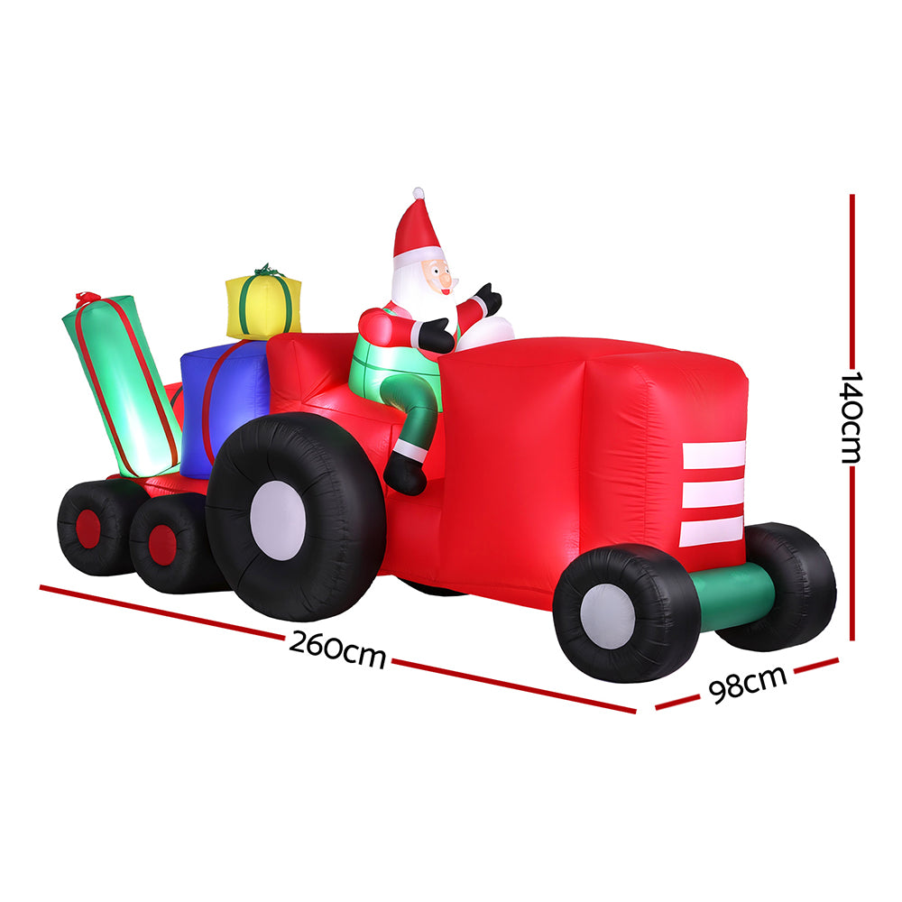 Jingle Jollys Christmas Inflatable Santa Truck 2.6M Length LED Decorations Illuminated XMAS-INF-SAN-TRUCK-9FT