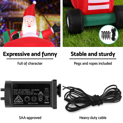 Jingle Jollys Christmas Inflatable Santa Truck 2.6M Length LED Decorations Illuminated XMAS-INF-SAN-TRUCK-9FT