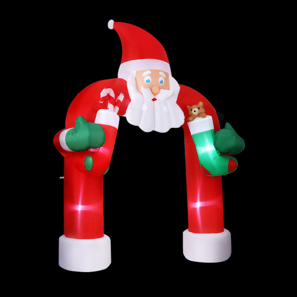 Jingle Jollys Christmas Inflatable Santa Archway 2.3M Outdoor Decorations Lights XMAS-INF-SANDOOR-10FT