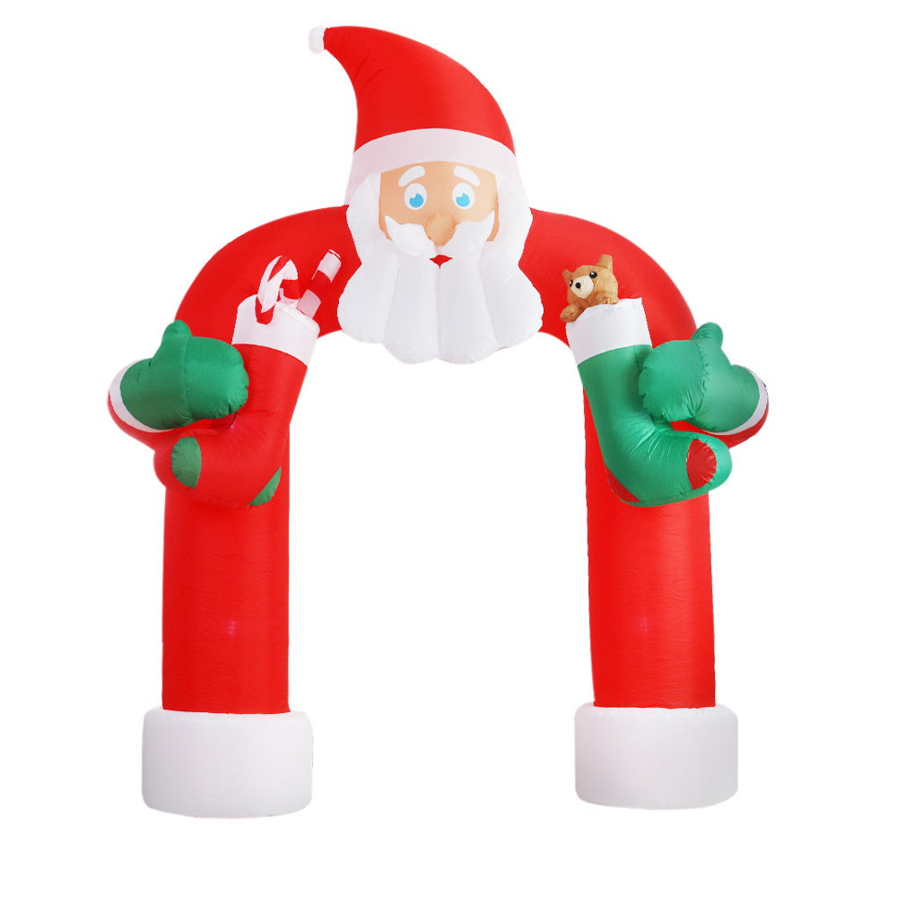 Jingle Jollys Christmas Inflatable Santa Archway 2.3M Outdoor Decorations Lights XMAS-INF-SANDOOR-10FT
