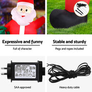Jingle Jollys Christmas Inflatable Giant Santa 3.8M Height LED Illuminated Decorations XMAS-INF-SANTA-12FT
