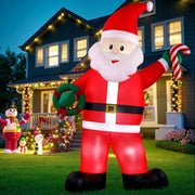 Jingle Jollys Christmas Inflatable Giant Santa 3.8M Height LED Illuminated Decorations XMAS-INF-SANTA-12FT