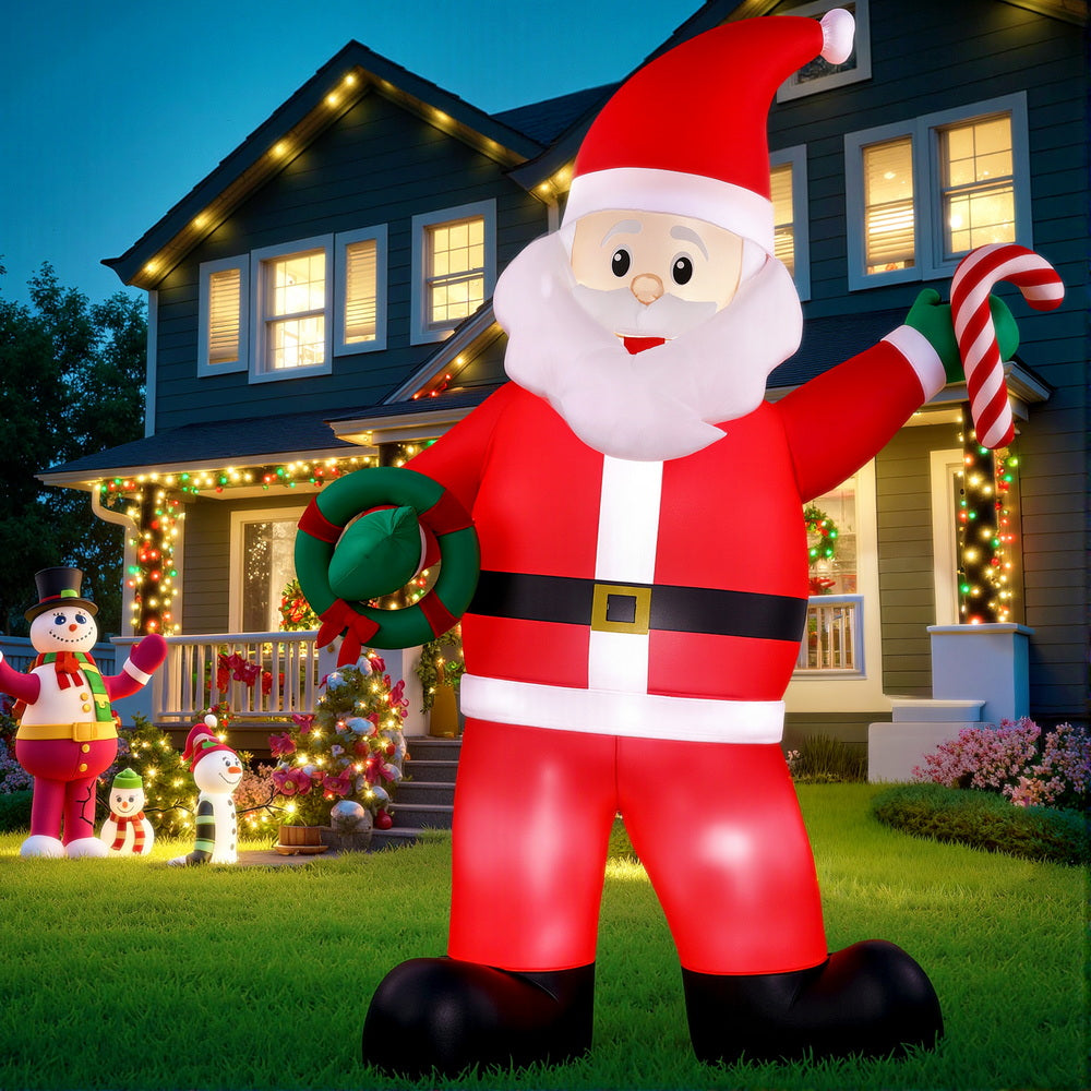 Jingle Jollys Christmas Inflatable Giant Santa 3.8M Height LED Illuminated Decorations XMAS-INF-SANTA-12FT