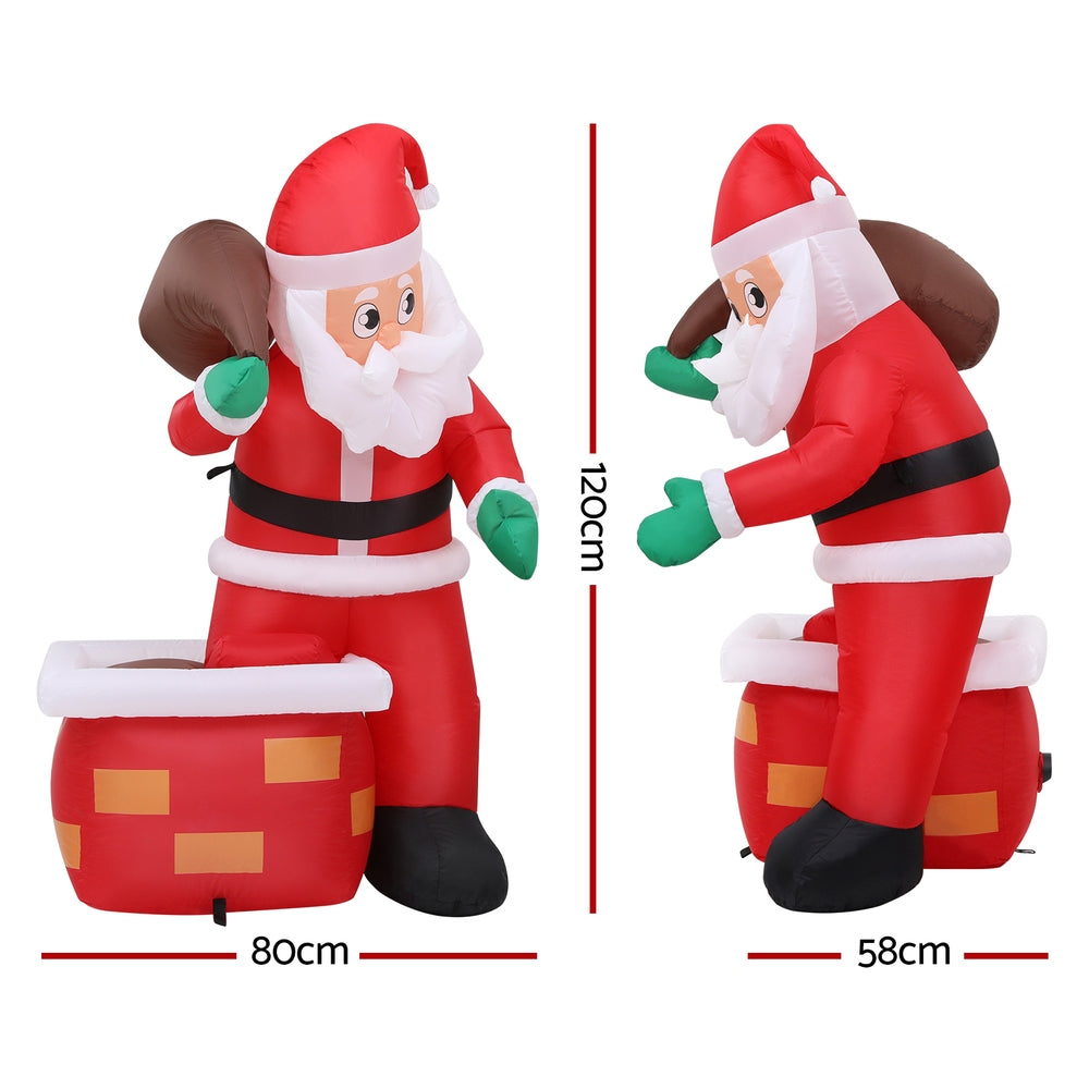 Jingle Jollys Christmas Inflatable Santa Illuminated Decorations XMAS-INF-SANTA-CHIM-4FT