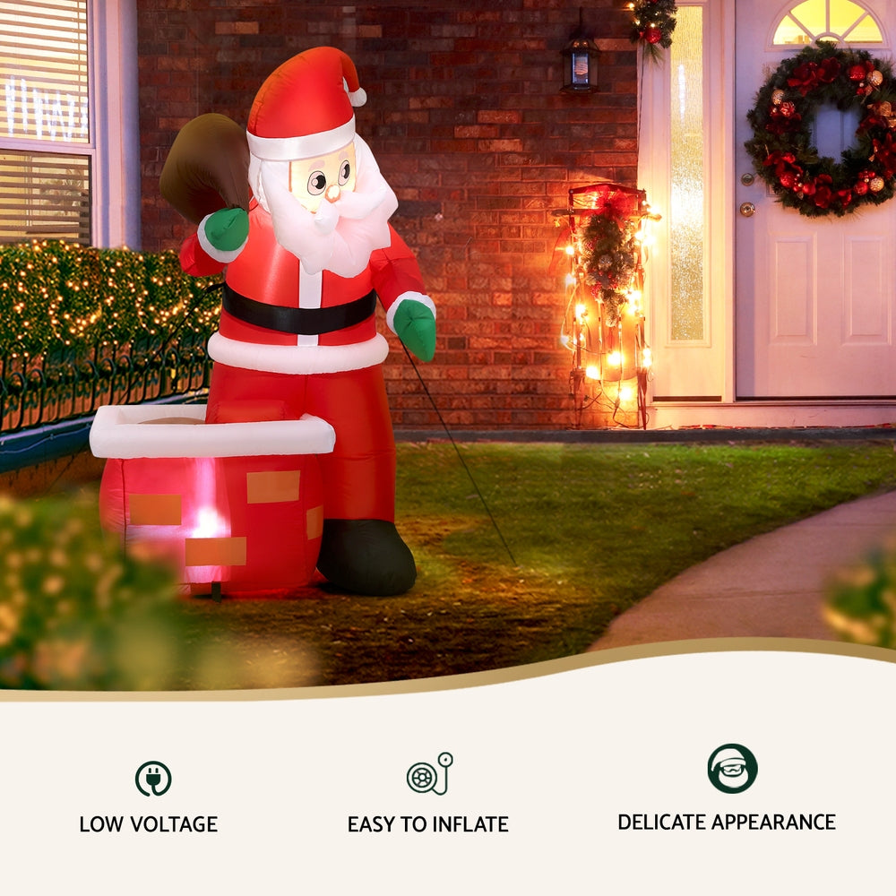 Jingle Jollys Christmas Inflatable Santa Illuminated Decorations XMAS-INF-SANTA-CHIM-4FT