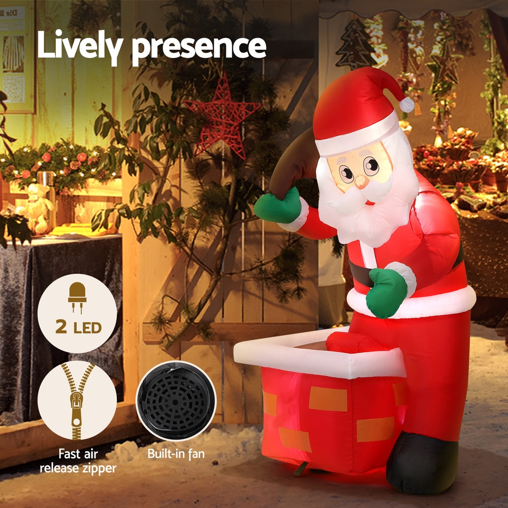 Jingle Jollys Christmas Inflatable Santa Illuminated Decorations XMAS-INF-SANTA-CHIM-4FT