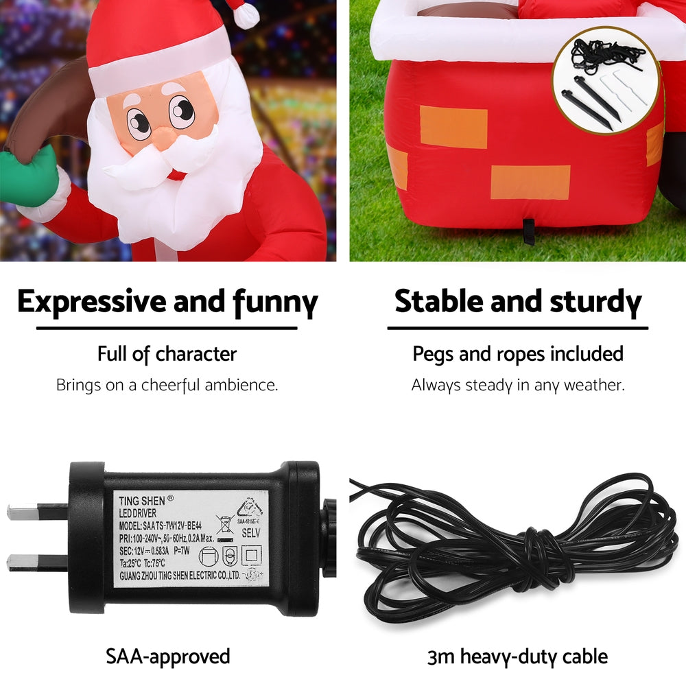 Jingle Jollys Christmas Inflatable Santa Illuminated Decorations XMAS-INF-SANTA-CHIM-4FT